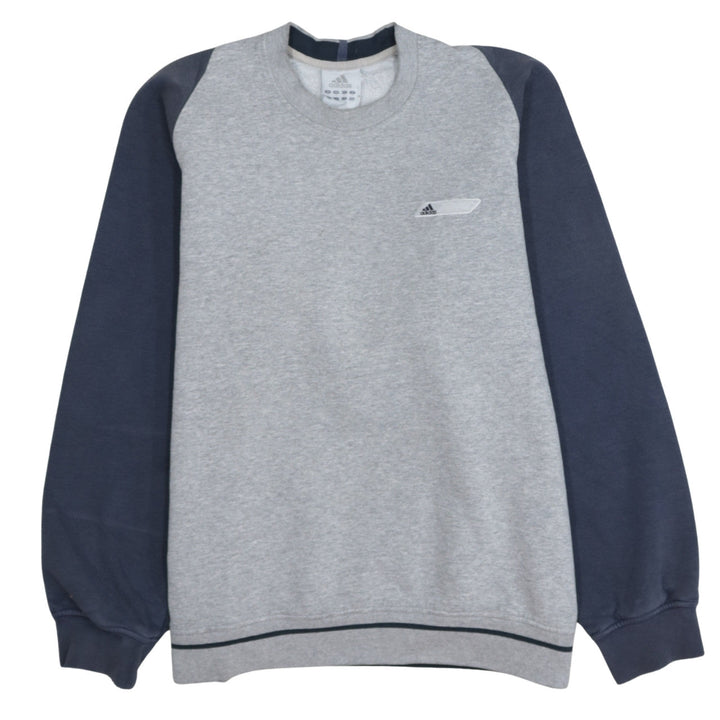 Adidas Men's Grey & Navy Crew Neck Sweatshirt Size M Classic Style
