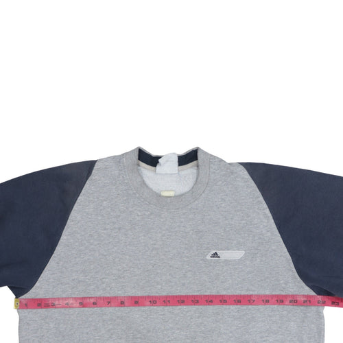 Adidas Men's Grey & Navy Crew Neck Sweatshirt Size M Classic Style