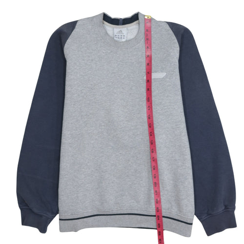 Adidas Men's Grey & Navy Crew Neck Sweatshirt Size M Classic Style