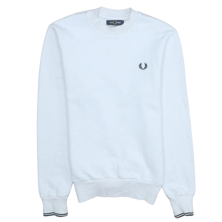 Fred Perry Men's White XS Crew Neck Logo Sweatshirt