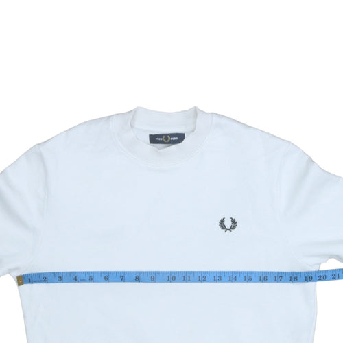 Fred Perry Men's White XS Crew Neck Logo Sweatshirt