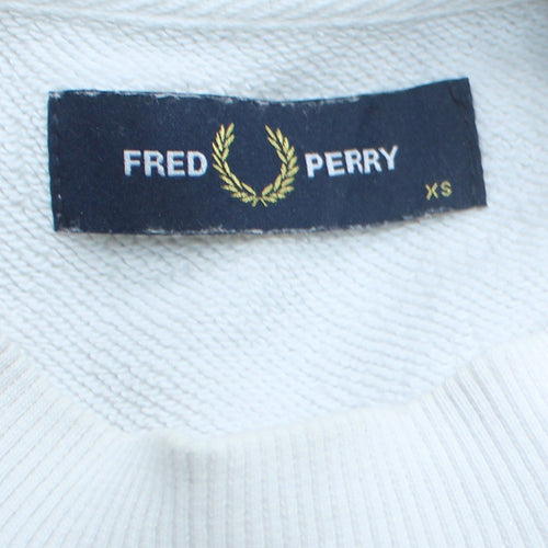 Fred Perry Men's White XS Crew Neck Logo Sweatshirt