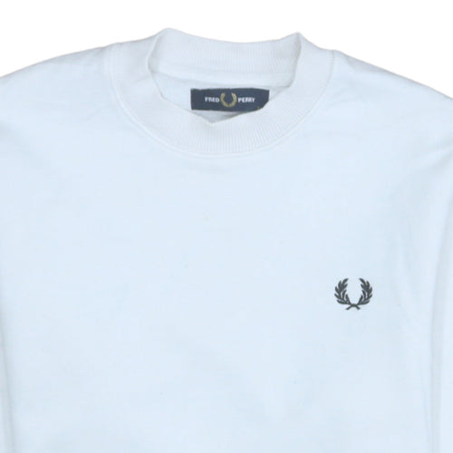 Fred Perry Men's White XS Crew Neck Logo Sweatshirt