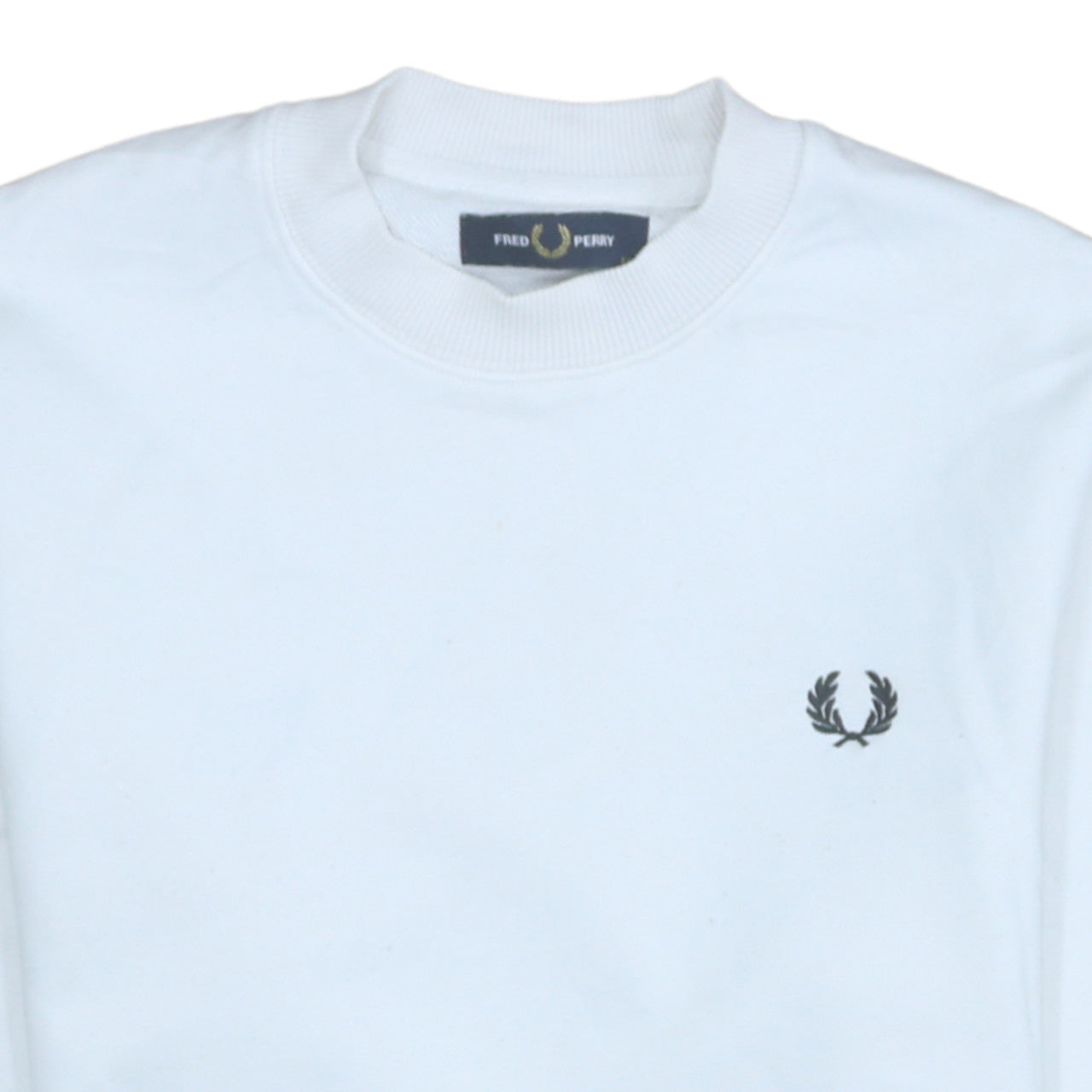 Fred Perry Men's White XS Crew Neck Logo Sweatshirt