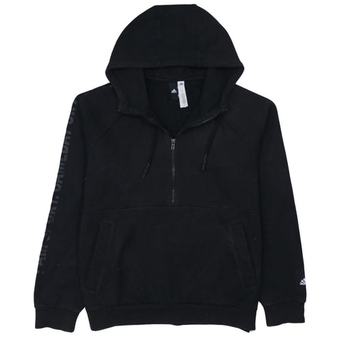 Adidas Mens Black L 1/2 Zip Hoodie Fleece Pullover Sweatshirt
