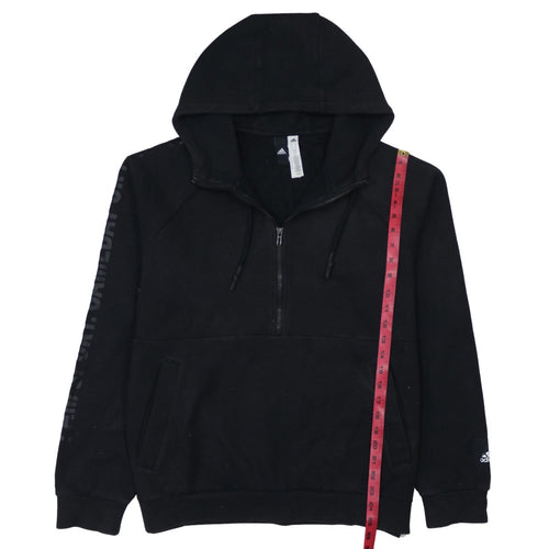 Adidas Mens Black L 1/2 Zip Hoodie Fleece Pullover Sweatshirt