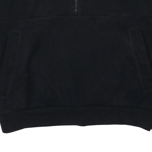 Adidas Mens Black L 1/2 Zip Hoodie Fleece Pullover Sweatshirt