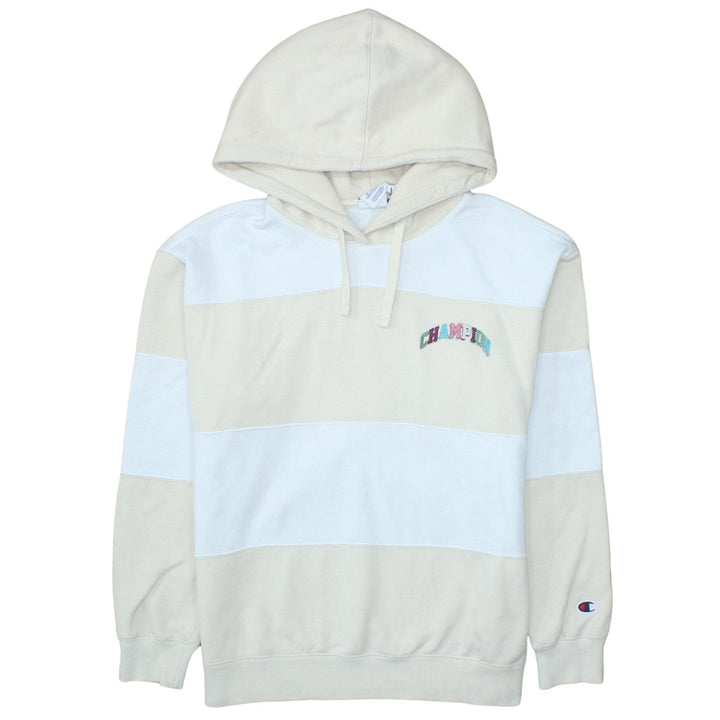 Champion Womens Beige & White Hooded Pullover Sweatshirt Size M