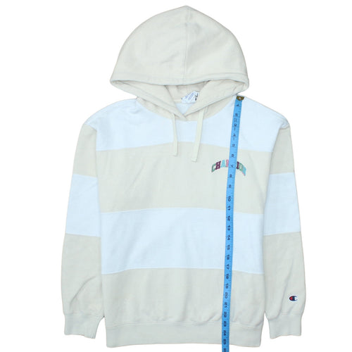Champion Womens Beige & White Hooded Pullover Sweatshirt Size M