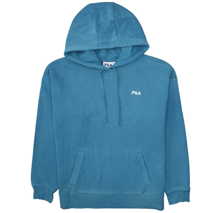 FILA Mens Blue Pullover Hoodie XL Cotton Blend Logo Sweatshirt