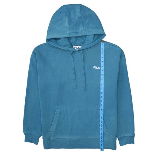 FILA Mens Blue Pullover Hoodie XL Cotton Blend Logo Sweatshirt