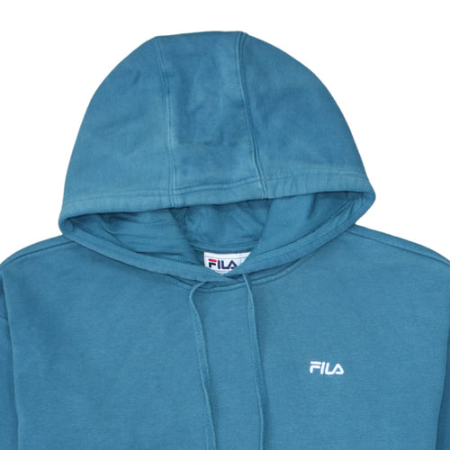 FILA Mens Blue Pullover Hoodie XL Cotton Blend Logo Sweatshirt