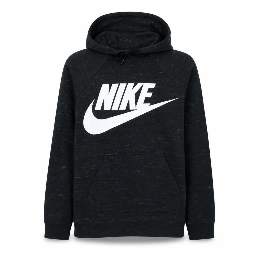 Front view of Nike Women’s Black Small Pullover Hoodie with Logo Print