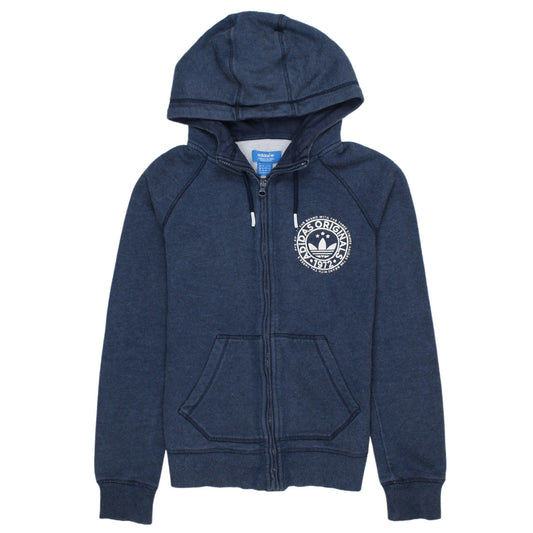 Adidas Originals Womens Blue Full Zip Hoodie Size 8 Classic Fit