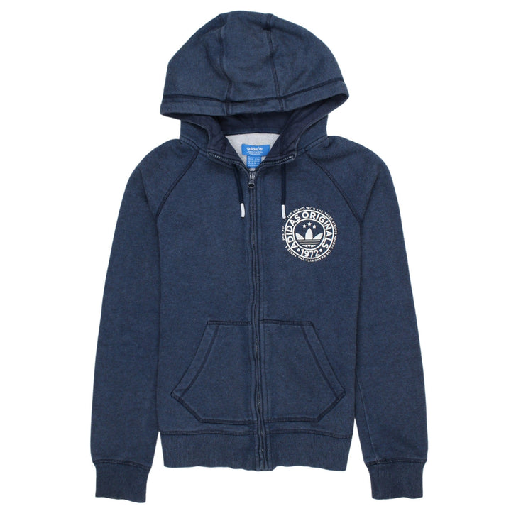 Adidas Originals Womens Blue Full Zip Hoodie Size 8 Classic Fit