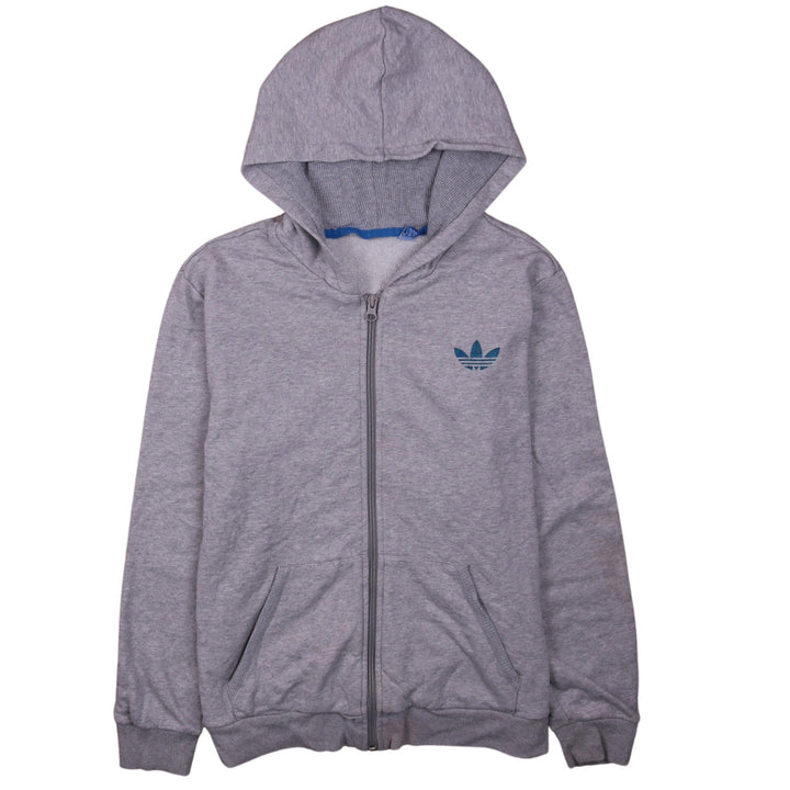 Adidas Boys Grey Full Zip Hoodie 13-14 Years Regular Fit Logo Hooded Sweatshirt