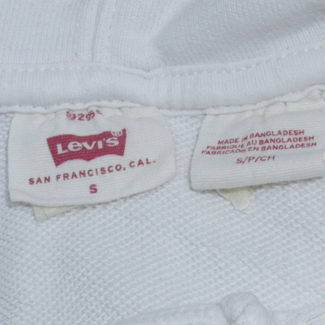 Levi's Women White Small Pullover Hoodie Graphic Print Drawstring