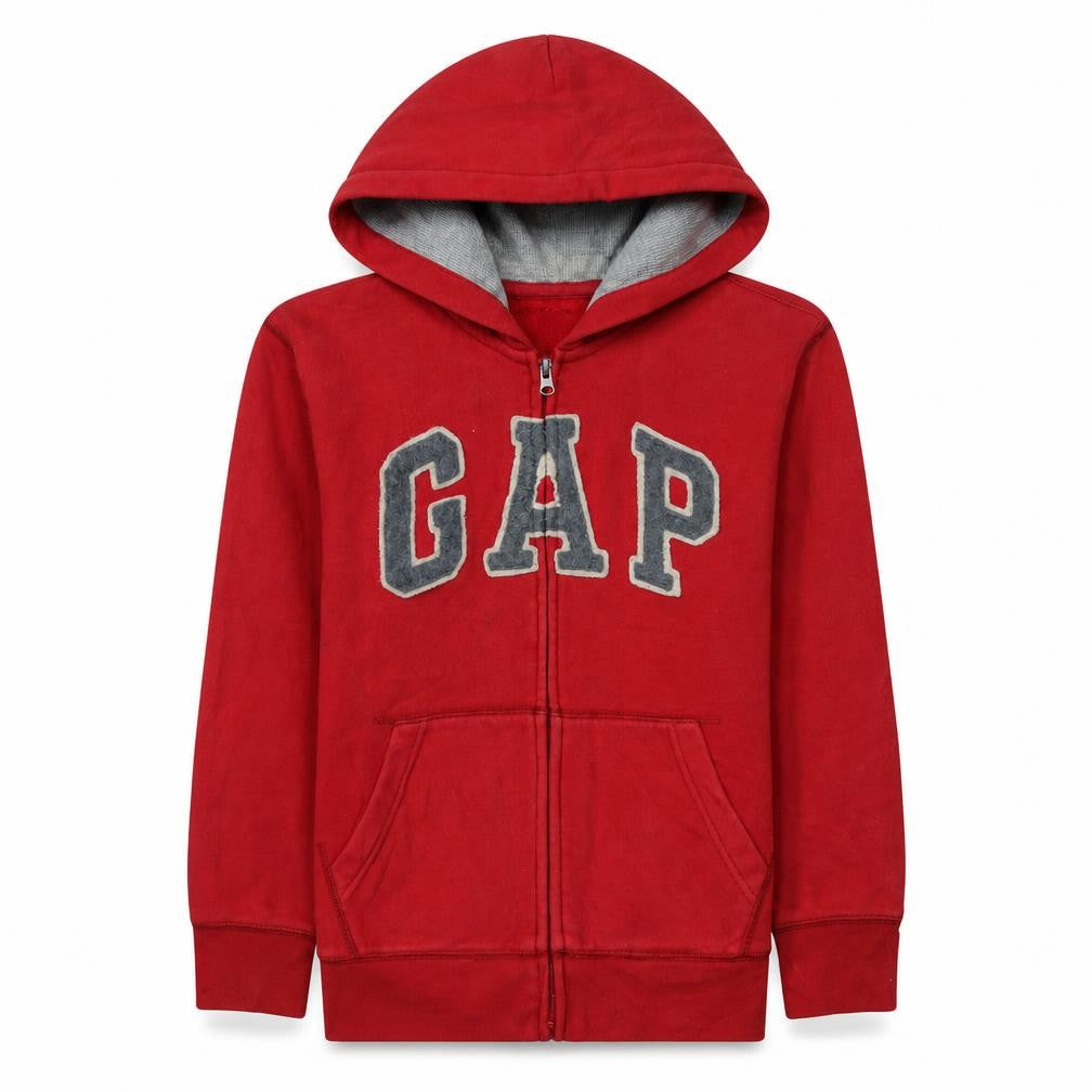 GAP Boys Red Full Zip Fleece Hoodie Size 12 Years with Logo Detail