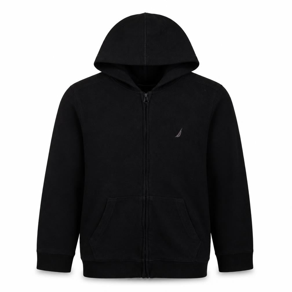 Nautica Boys Black Full Zip Hoodie Size 14-16 Regular Cotton Blend
