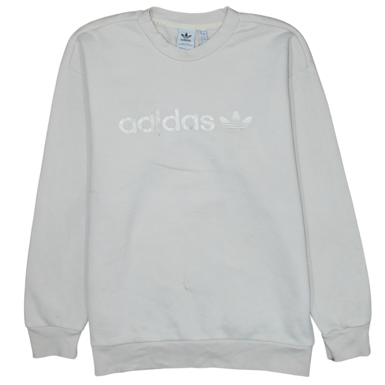 Adidas Women White Pullover Sweatshirt UK 8 Logo Crew Neck