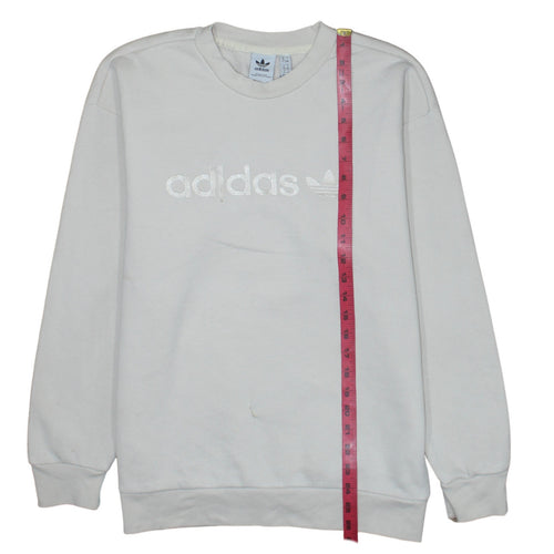 Adidas Women White Pullover Sweatshirt UK 8 Logo Crew Neck