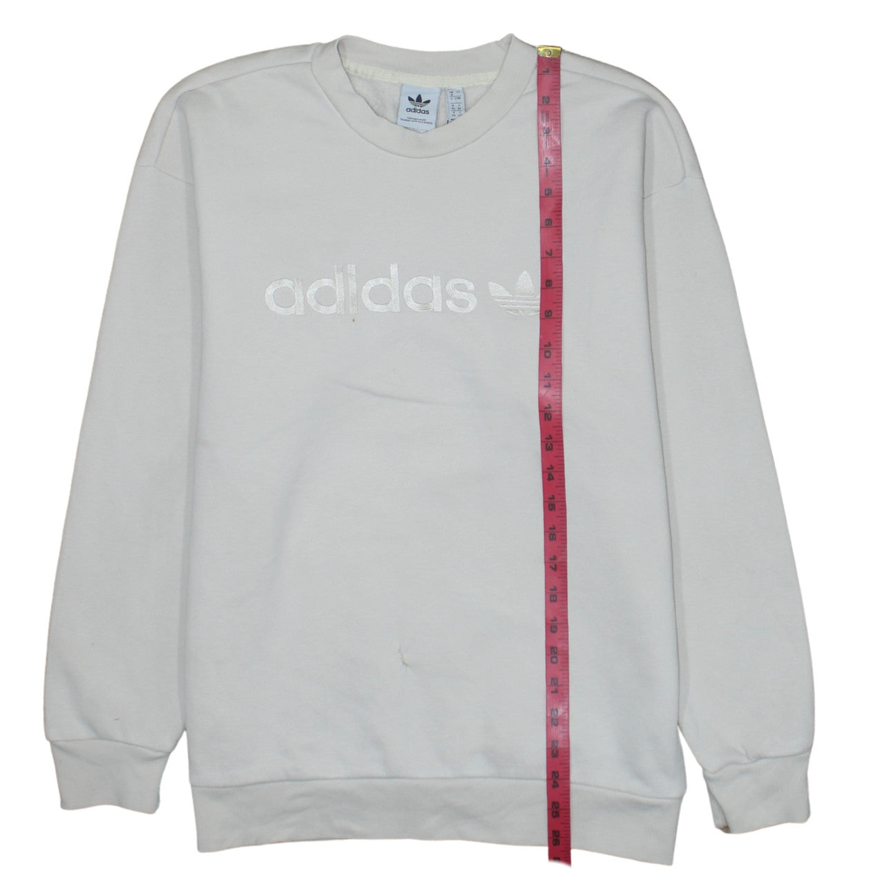 Adidas Women White Pullover Sweatshirt UK 8 Logo Crew Neck