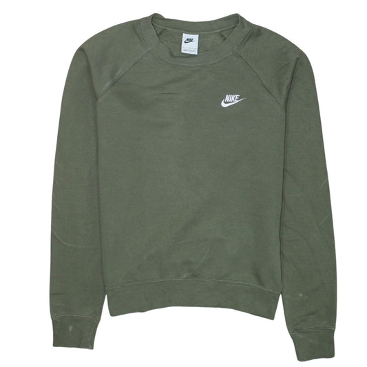 Nike Womens Khaki Green Crew Neck Sweatshirt Small Cotton Blend