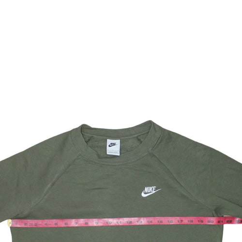 Nike Womens Khaki Green Crew Neck Sweatshirt Small Cotton Blend