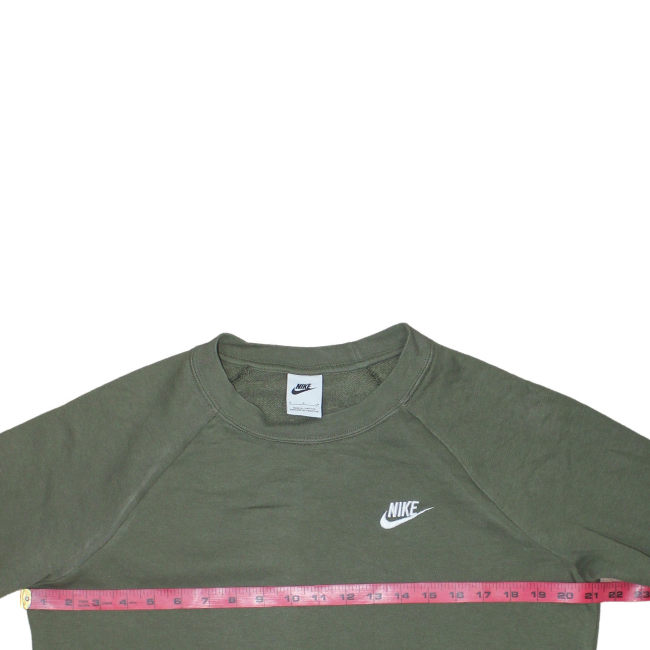 Nike Womens Khaki Green Crew Neck Sweatshirt Small Cotton Blend