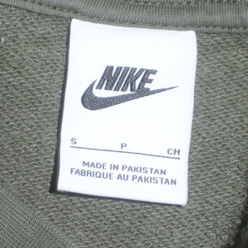 Nike Womens Khaki Green Crew Neck Sweatshirt Small Cotton Blend