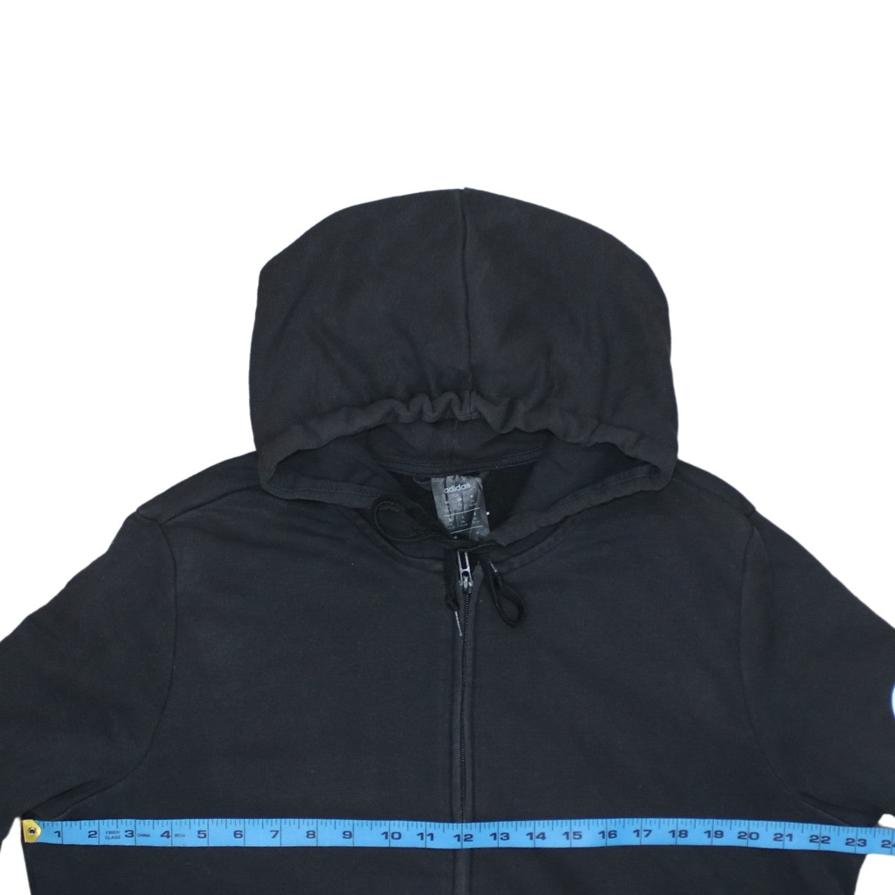 Adidas Womens Black 2XL Full Zip Hoodie Sweatshirt with Logo Print