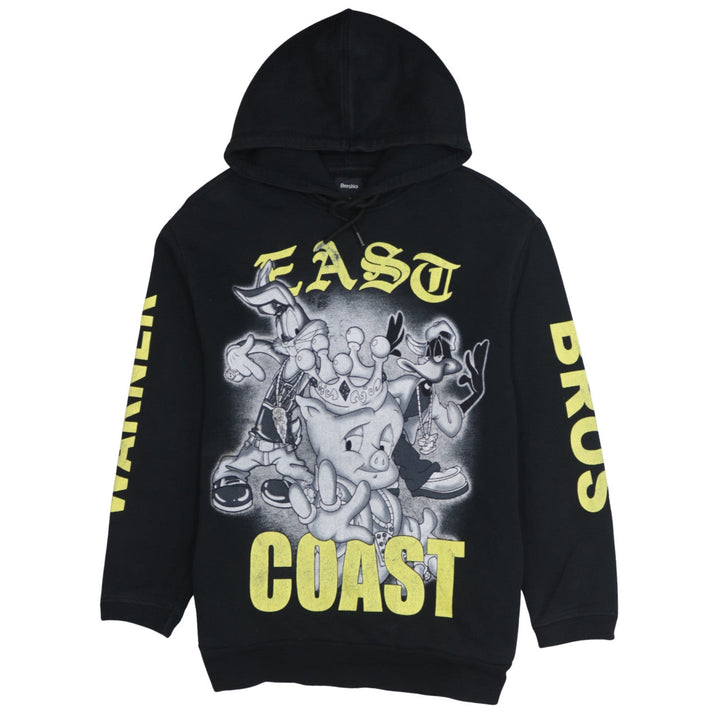 Bershka Men’s Black Looney Tunes Hoodie L Pullover Graphic Sweatshirt