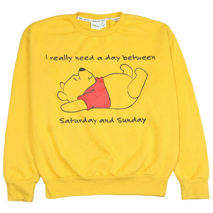 Disney Women Yellow Winnie the Pooh Pullover Sweatshirt XS