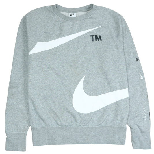 Nike Womens Grey Small Pullover Sweatshirt with Logo Print
