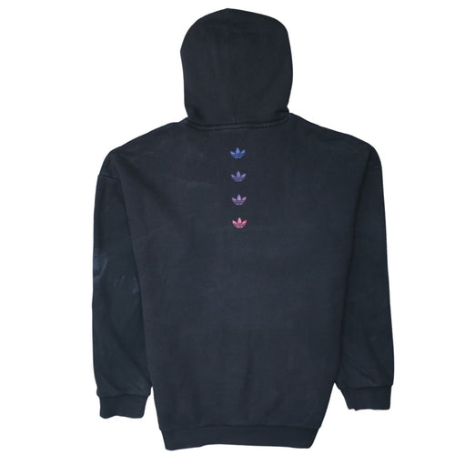 Adidas Womens Black Pullover Hoodie UK 8 Logo Print Cotton Blend