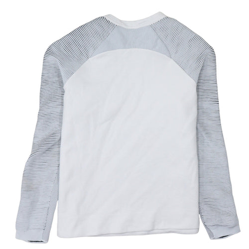 Nike Men's White Striped Raglan Long Sleeve Pullover Sweatshirt L