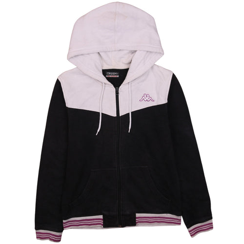 Kappa Womens Black White Full Zip Hoodie XL Casual Sweatshirt