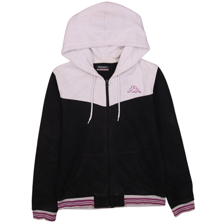 Kappa Womens Black White Full Zip Hoodie XL Casual Sweatshirt