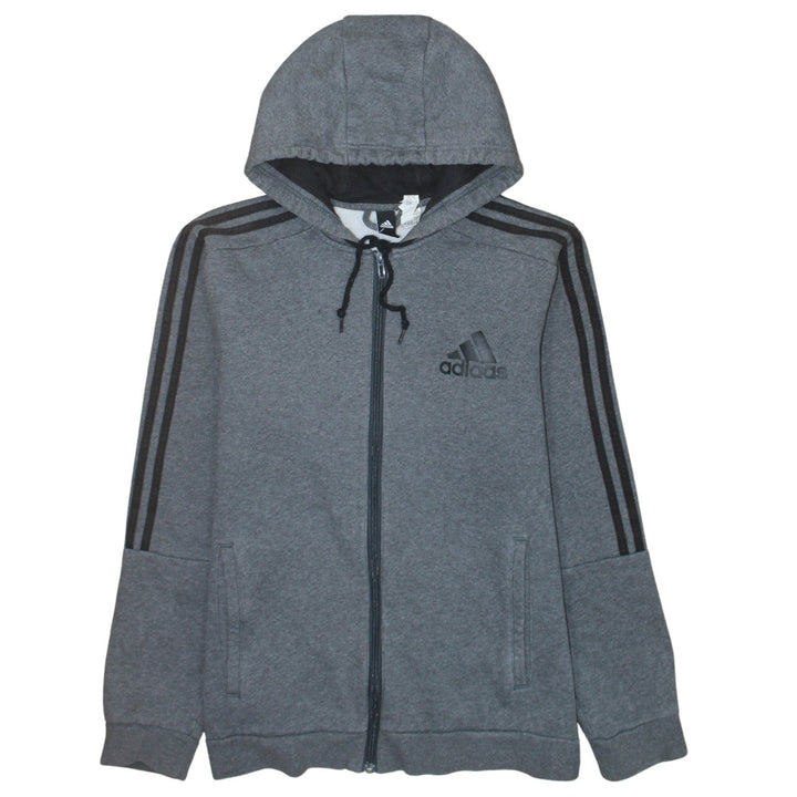 Adidas Mens Grey Full Zip Hoodie Size M Sports Fleece Jacket