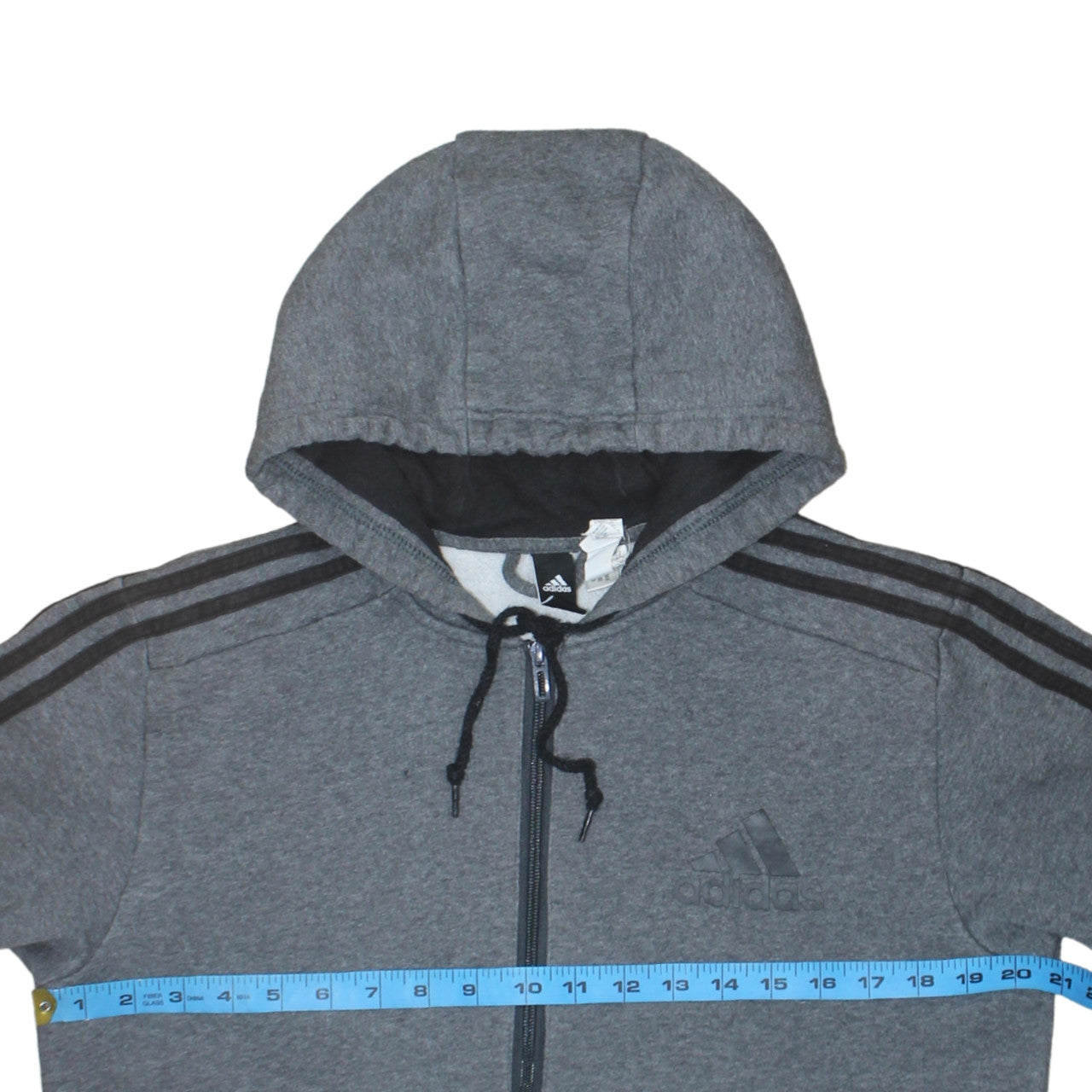 Adidas Mens Grey Full Zip Hoodie Size M Sports Fleece Jacket