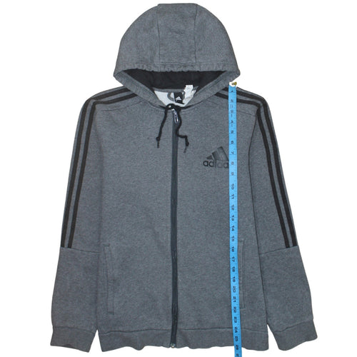 Adidas Mens Grey Full Zip Hoodie Size M Sports Fleece Jacket