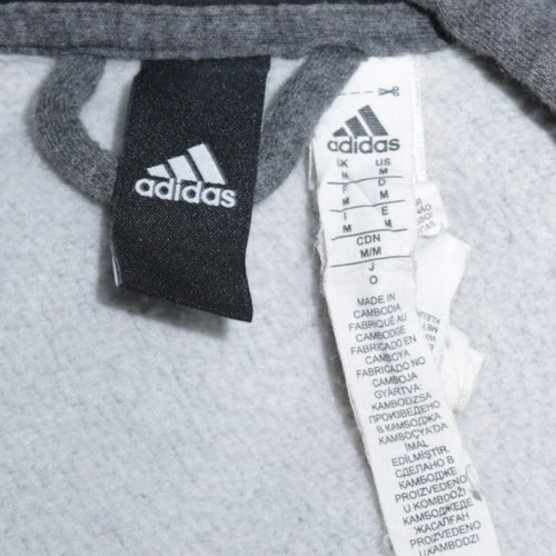 Adidas Mens Grey Full Zip Hoodie Size M Sports Fleece Jacket