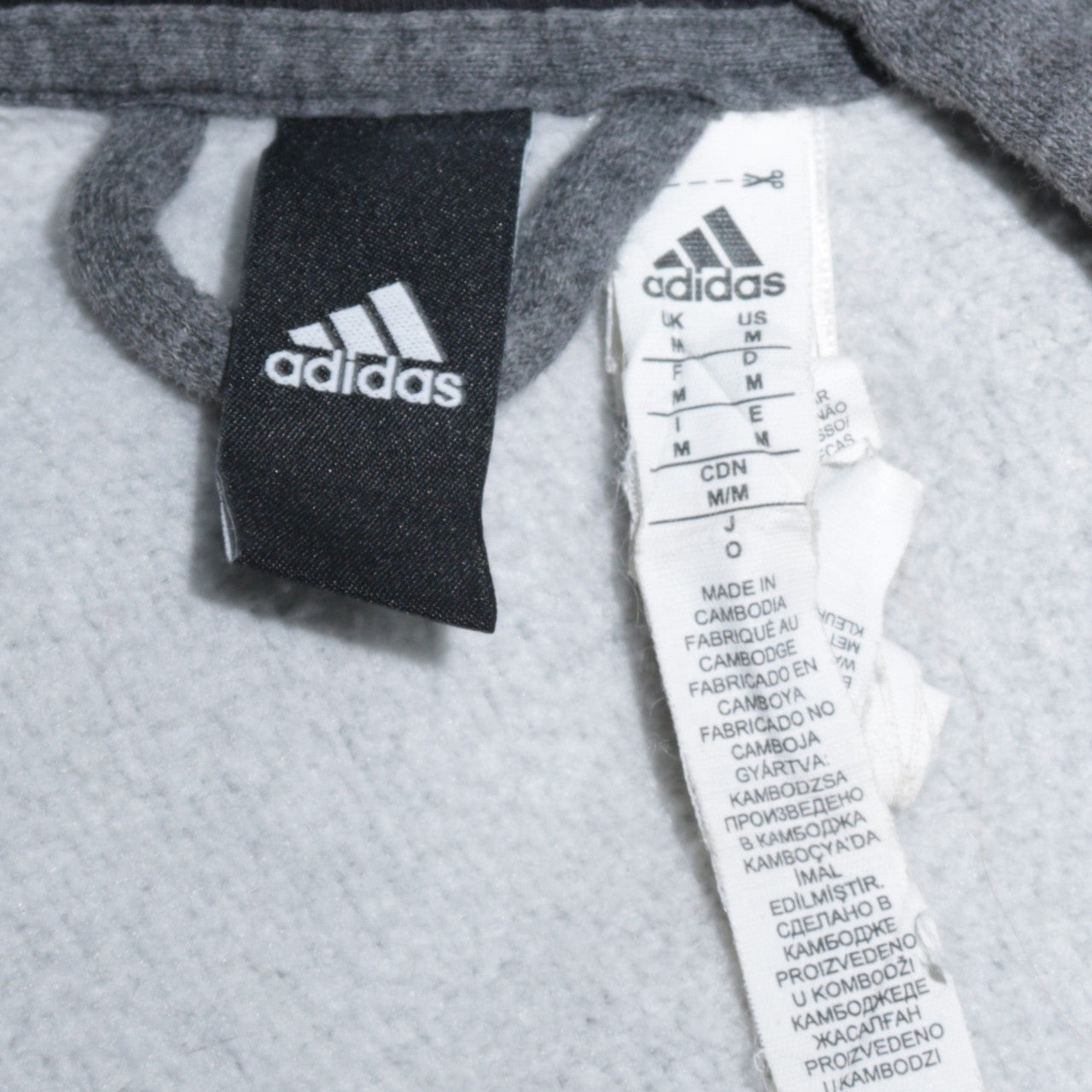 Adidas Mens Grey Full Zip Hoodie Size M Sports Fleece Jacket