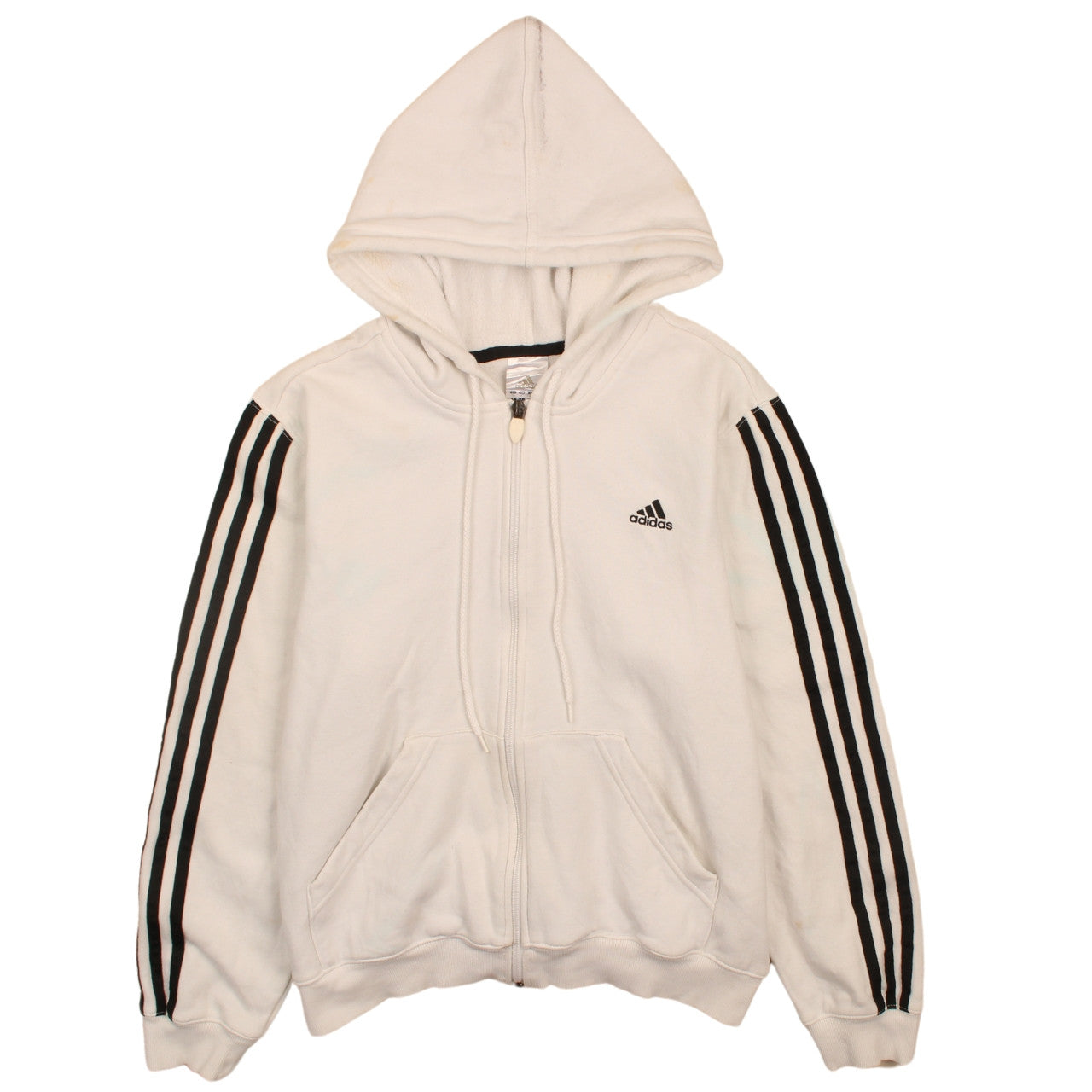 Adidas Women's White Full Zip Hoodie L Size 16 Hooded Casual Sweatshirt