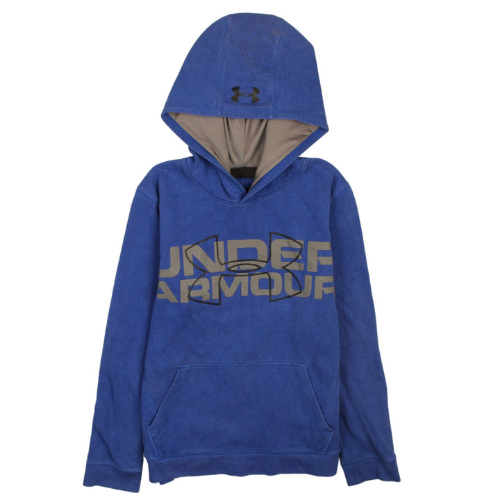 Under Armour Boys Blue Pullover Hoodie Size 12-13 Years Fleece Logo Sweatshirt