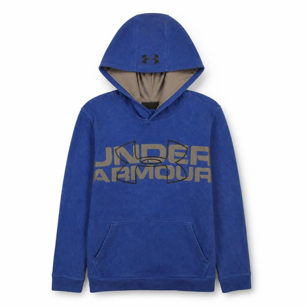 Under Armour Boys Blue Pullover Hoodie Size 12-13 Years Fleece Logo Sweatshirt