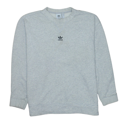 Adidas Women Grey Crew Neck Pullover Sweatshirt Size 10