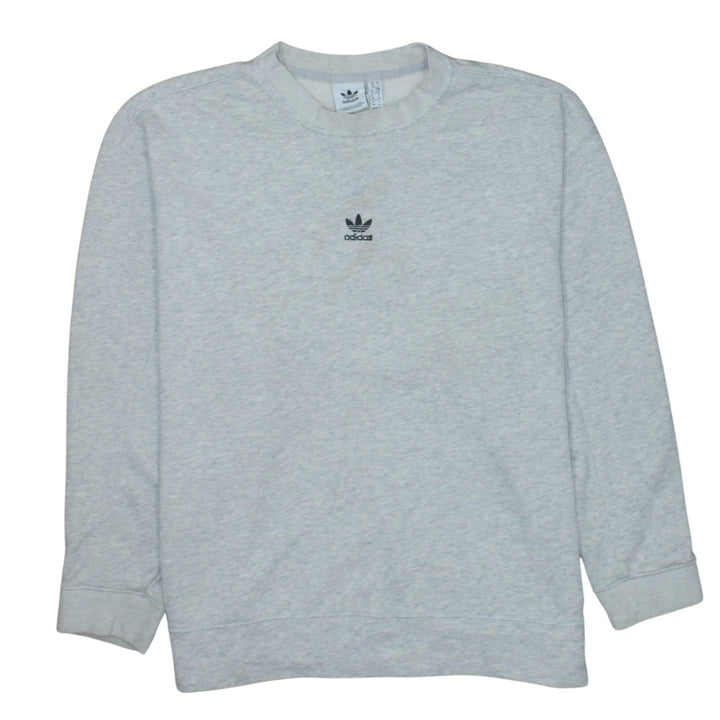 Adidas Women Grey Crew Neck Pullover Sweatshirt Size 10