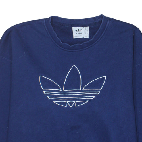 Adidas Women Blue Crew Neck Logo Sweatshirt Size 10 Pullover