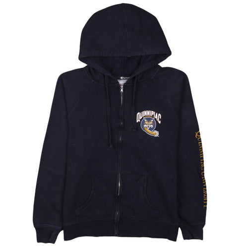 Champion Mens Blue Full Zip Hoodie M Quinnipiac University Fleece
